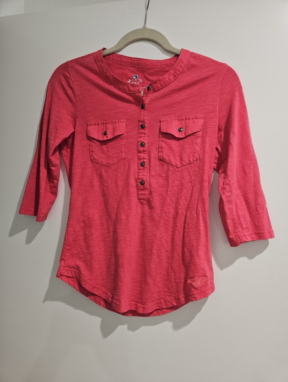 Kuhl Womens 3/4 Sleeve Cotton Blend Pink Top